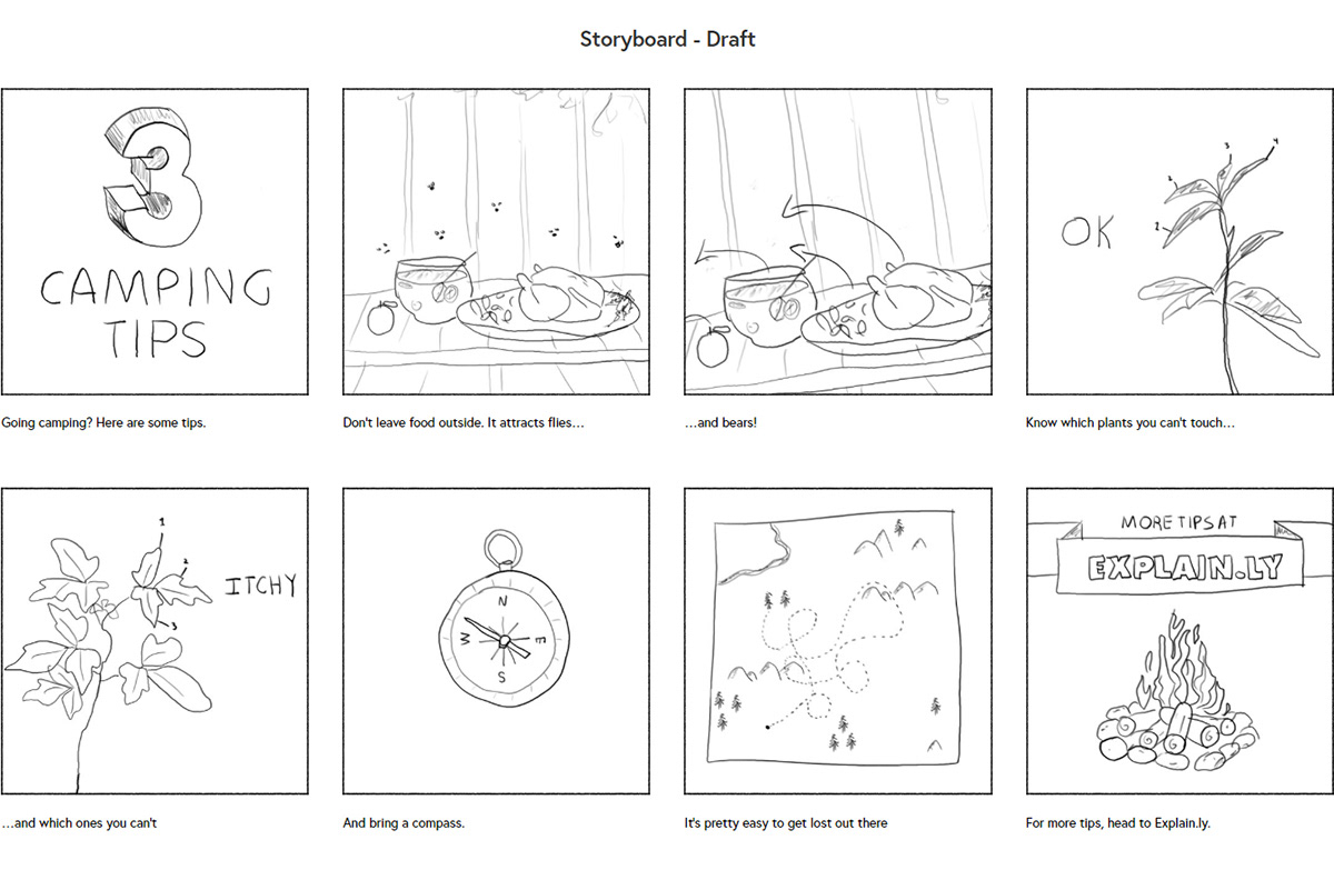 Three Camping Tips Storyboard
